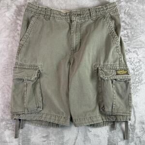 Y2K Distressed Style A87 Aeropostale Cargo Faded Olive Green Shorts Sz 33